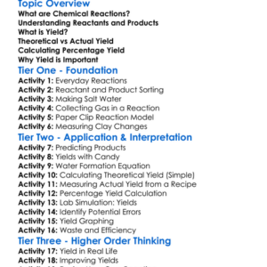 Yields In Chemical Reactions Worksheet Activity Booklet
