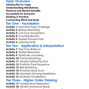 Yoga And Mindfulness Exercises Worksheet Activity Booklet