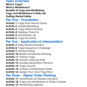 Yoga And Mindfulness Worksheet Activity Booklet