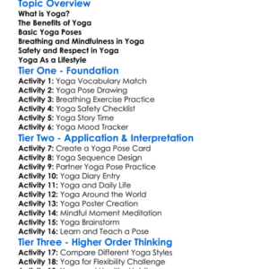 Yoga Basics Worksheet Activity Booklet