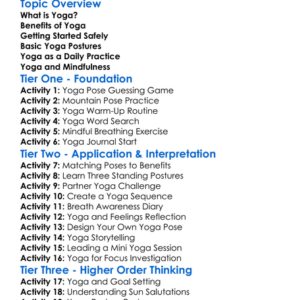 Yoga For Beginners Worksheet Activity Booklet