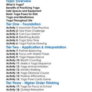 Yoga For Kids Worksheet Activity Booklet