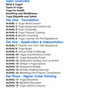 Yoga Fundamentals Worksheet Activity Booklet
