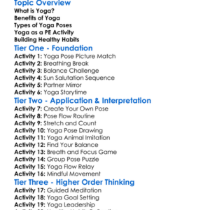 Yoga In Pe Worksheet Activity Booklet