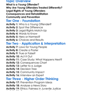 Young Offenders And The Law Worksheet Activity Booklet