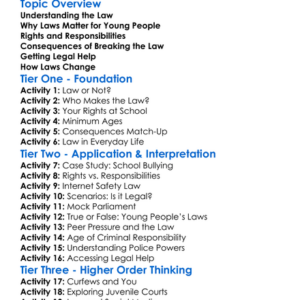 Young People And The Law Worksheet Activity Booklet