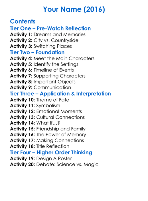 Your Name 2016 Worksheet Activity Booklet