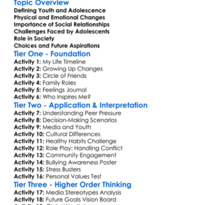 Youth And Adolescence In Society Worksheet Activity Booklet