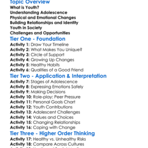 Youth And Adolescence Worksheet Activity Booklet