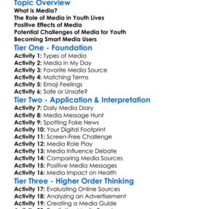 Youth And Media Worksheet Activity Booklet
