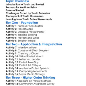 Youth And Protest Movements Worksheet Activity Booklet