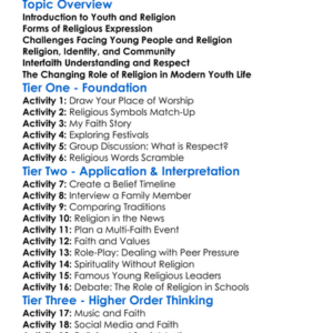 Youth And Religion Worksheet Activity Booklet