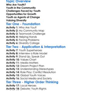 Youth And Society Worksheet Activity Booklet