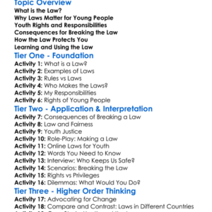 Youth And The Law Worksheet Activity Booklet