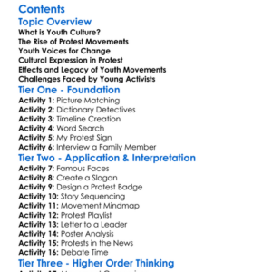 Youth Culture And Protest Movements Worksheet Activity Booklet
