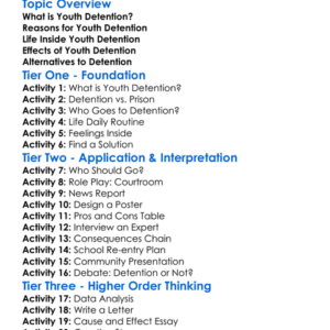 Youth Detention Worksheet Activity Booklet