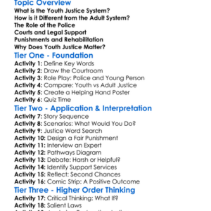 Youth Justice System Worksheet Activity Booklet
