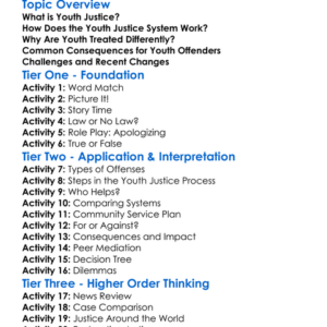 Youth Justice Systems Worksheet Activity Booklet