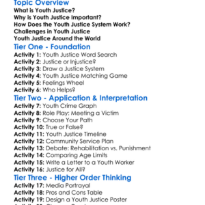 Youth Justice Worksheet Activity Booklet