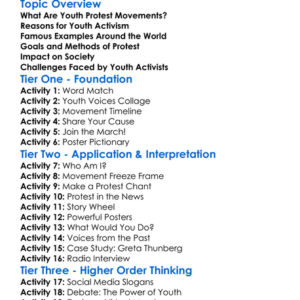 Youth Protest Movements Worksheet Activity Booklet
