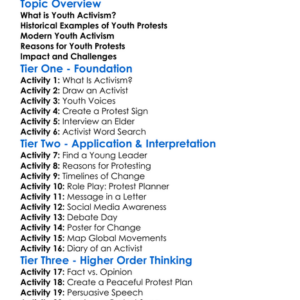 Youth Protests And Activism Worksheet Activity Booklet