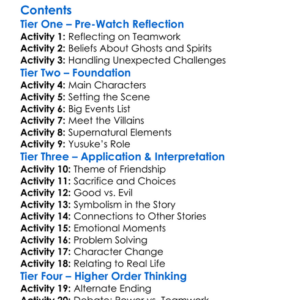 Yu Yu Hakusho Poltergeist Report 1994 Worksheet Activity Booklet