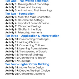 Zarafa 2012 French Animation Worksheet Activity Booklet