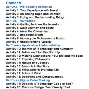 Zen And The Art Of Motorcycle Maintenance Robert M Pirsig Worksheet Activity Booklet