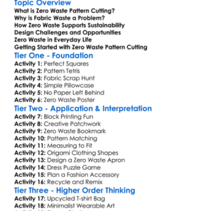 Zero Waste Pattern Cutting Worksheet Activity Booklet