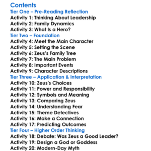 Zeus King Of The Gods George Oconnor Worksheet Activity Booklet