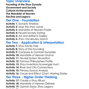 Zhou Dynasty Worksheet Activity Booklet