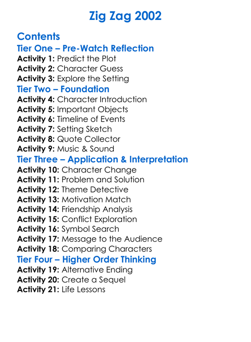 Zig Zag 2002 Worksheet Activity Booklet