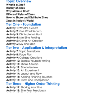 Zine Creation Worksheet Activity Booklet