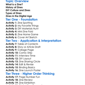 Zine Design Worksheet Activity Booklet