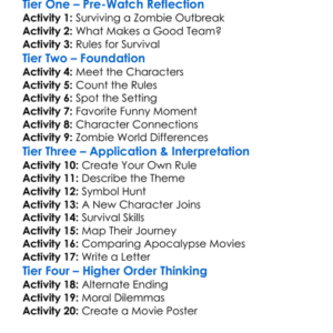 Zombieland 2009 Worksheet Activity Booklet