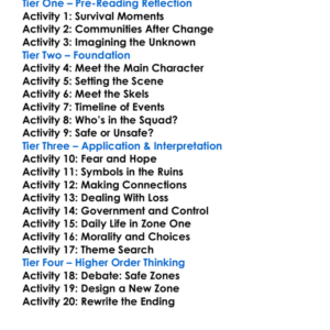 Zone One Colson Whitehead Worksheet Activity Booklet