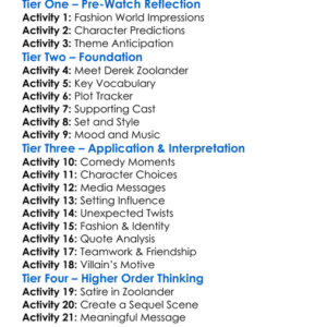 Zoolander 2001 Worksheet Activity Booklet