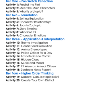 Zootopia Worksheet Activity Booklet