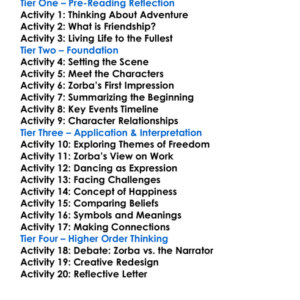 Zorba The Greek Nikos Kazantzakis Worksheet Activity Booklet