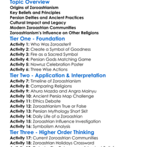 Zoroastrianism And Persian Beliefs Worksheet Activity Booklet