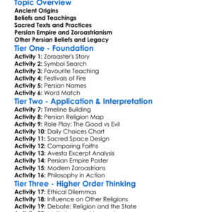Zoroastrianism And Persian Religion Worksheet Activity Booklet